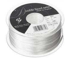 Berisfords Doppelseitiges Satinband, 7 mm x 100 m, Weiß
