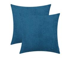 CaliTime 2er-Pack Komfortable Dekokissenbezüge Taschen für Couch Schlafsofa Bequemes weiches festes Corduroy-Ananas-Gitter Beide Seiten 50 cm x 50 cm Tiefseeblau