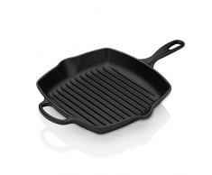 Le Creuset Signature Gusseisen-Grillpfanne, Quadratisch, 26 cm, Für alle Herdarten inkl. Induktion geeignet, Schwarz
