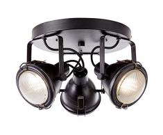 Brilliant Bentli Spotrondell 3 flg Deckenstrahler schwenkbar antik/schwarz Industrial Look, 3x GU10 geeignet für Reflektorlampen bis max. 7W