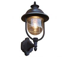Konstsmide Parma 7239-000 Wandleuchte / B: 24cm T: 26cm H: 43cm / 1x75W / IP43 / lackiertes Aluminium / matt-schwarz / Edelstahl