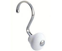 iDesign Duschvorhang Halterung, moderne Duschvorhang Haken aus Metall und Kunststoff, 12er-Set Vorhanghaken, weiß und silberfarben