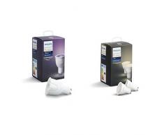 Philips Hue White & Color Ambiance GU10 LED Lampe Erweiterung, dimmbar, bis zu 16 Millionen Farben & White GU10 LED Spot Doppelpack, dimmbar, warmweißes Licht