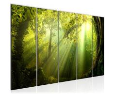 Bilder Wald Landschaft Wandbild 200 x 80 cm Vlies - Leinwand Bild XXL Format Wandbilder Wohnzimmer Wohnung Deko Kunstdrucke Grün 5 Teilig - MADE IN GERMANY - Fertig zum Aufhängen 607155a