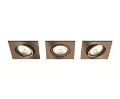 Philips myLiving LED Warmglow Einbauspot Shellbark, 3-flammig, eckig, kupfer