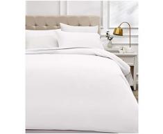 AmazonBasics - Bettwäsche-Set, Fadendichte 400, Baumwollsatin, 200 x 200 cm und zwei Kissenbezügen, 50 x 80 cm, Weiß