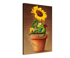 Picanova Premium Leinwanddruck 20x30 cm - Sunflower and Dragon - Kunstdruck Auf Leinwand Auf 2cm Holz-Keilrahmen Für Schlaf- Und Kinderzimmer Von TooshToosh - Kinder Kollektion