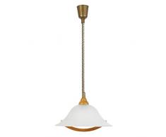 Brilliant Torbole Pendelleuchte 36cm mit Rollizug höhenverstellbar buche/messing/weiß-alabaster Glas, 1x E27 geeignet für Normallampen bis max. 60W