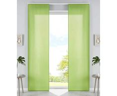 2er Set Schiebegardinen Flächenvorhänge Mikrofaser Vorhang Gardine Schiebe HxB 245x60 cm Apfelgrün Matt Paneelwagen Beschwerungsstangen, 85600N2