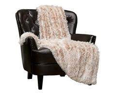 Chanasya Zotteldecke aus Kunstfell, weich, leicht, Plüsch, Sherpa-Fleece, Mikrofaser-Decke, für Couch/Bett, Stuhl, Foto-Requisiten (50 x 165 cm), Polyester, FrostTip-Beige, 50x65 Inches