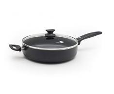 GreenPan Cambridge Keramik Schmorpfanne mit Deckel und 2 Helfer Griffen, antihaftbeschichtet, schwarz, 28 cm