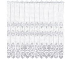 Plauener Spitze by Modespitze, Store Bistro Gardine Scheibengardine mit Stangendurchzug, hochwertige Stickerei, Höhe 96 cm, Breite 96 cm, Weiß