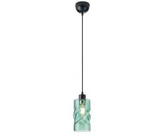 Reality Leuchten Pendelleuchte Swirl R30531019, Metall Schwarz Matt, Glas Türkis, exkl. 1x E27