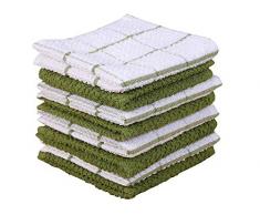 Amour Infini Frottier Geschirrtücher im 8er-Set (30x30 cm) grün, 100% Baumwolle, hochabsorbierend, waschmaschinenfest (Grün)
