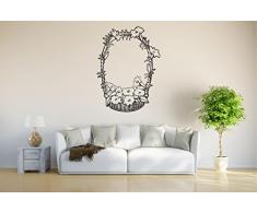 INDIGOS Wandtattoo/Wandsticker-d56 Korb mit Blumen 80x59 cm- schwarz, Vinyl, 80 x 59 x 1 cm