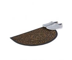 Relaxdays Fußmatte halbrund Gummi, Rutschfester Fußabstreifer für Außenbereich & Flur, Schmutzfangmatte 50x80 cm, braun