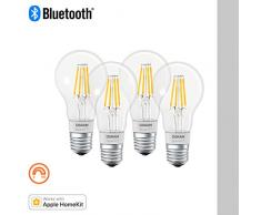 OSRAM SMART+ LED Filament, Bluetooth Lampe mit E27 Sockel, dimmbar, ersetzt 50W Glühbirne, warmweiß, 4er Pack, Kompatibel mit Apple Homekit und LEDVANCE Smart+ App für Android