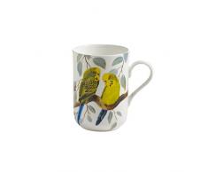 Maxwell & Williams PBW1508 Birds of the World Becher, Kaffeebecher, Tasse mit Vogelmotiv: Wellensittich, in Geschenkbox, Porzellan