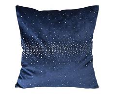 Eurofirany Kissenhülle Kissenbezug Couchkissen Sofakissen Bettkissen Zimmerdekoration Elegant Edel Exklusiv Velvet Samt Steinchen Glitzer, Marineblau, 45x45cm, 2