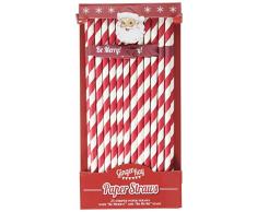Ginger Ray Christmas Cheer gestreift Vintage Party Papier Trinkhalme und Flaggen, rot