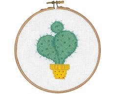 Vervaco Stickpackung Stickrahmen Kaktus I, Zählmuster Zählmusterpackung, Baumwolle, Mehrfarbig, 14.5 x 14.5 x 0,3 cm