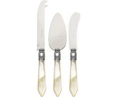 Bugatti oxbam-n3283 Oxford Besteckgarnitur, 3-teilig Käsemesser Edelstahl/ABS Elfenbeinfarben 30,5 x 14 x 3 cm