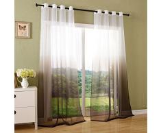 Schal transparent Farbverlauf Vorhang mit Ösen Gardine Voile, 2 Stück 245x140, Braun, 204202
