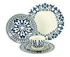 Creatable, 19714, Serie Henna Blue, 30 TLG Kombiservice, Porzellan, Mehrfarbig, 40 x 32.5 x 32.5 cm, Einheiten