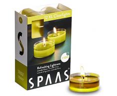 Spaas 12 Maxi Duft-Teelichter in transparenter Klartasse, Paraffinwachs, Kunststoff, Herbstgelb, D 57 x H 28 mm
