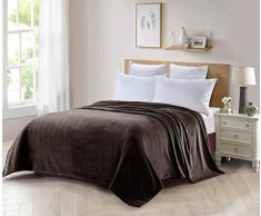 ForenTex Decken für Bett und Sofa, Flanell, 300 g/m², fusselfrei, weich, warm, Verschiedene Größen und Farben M-3095, Schokolade, 150 x 200 cm