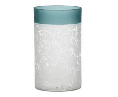 YANKEE CANDLE Teal Vine Teelichthalter, Glas, blaugrün/weiß, 15 x 10 x 10 cm