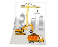 Herding Fynn Babydecke, Baustellen Motiv, 75 x 100 cm, Microfaserflausch, Mehrfarbig