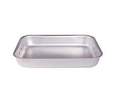 Pentole Agnelli Bräter rechteckig mit Ecken rund Dicke 3 mm Serie Langsame mit beweglichen Griffen Edelstahl 55X36 cm