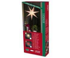 Konstsmide 2990-520 Roter Papierstern, perforiert, mit weißem Muster und 7 Zacken, 78x78cm / für Innen (IP20) / 230V Innen / ohne Leuchtmittel / mit an/aus Schalter / weißes Kabel