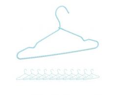 Relaxdays Bezogene Kleiderbügel 12er Set, geräuschlos, Einkerbungen, Hosenbügel rutschfest, Cord Design, Eisen, türkis