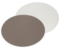 Freeform Duo oval, Taupe/weiß, Kunstleder, Maße: 45 x 34 cm Platzset, One Size