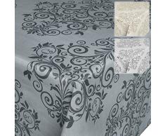 ANRO Wachstuchtischdecke Wachstuch Wachstischdecke Tischdecke abwaschbar Grau Anthrazit Rankenmuster Barock Arabeske 160 x 140cm