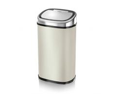 TOWER Mülleimer mit Sensor, viereckig, Absenkautomatik, 58 l mandelfarben