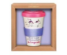 Grafik-Werkstatt Premium Becher mit Deckel |Kaffeebecher to go | 400 ml | Einhorn