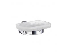 SMEDBO Holder with Glass Soap Dish, Polished Chrome HK342 Home Halter mit Seifenschale aus Glas, silber, 5.2 x 10 x 17 cm
