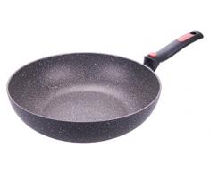 Moneta Währung einfach Induction Wokpfanne mit Griff klappbar, Aluminium, Grau, 28 cm