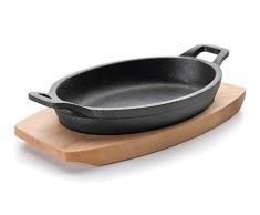 Lacor Pfanne Oval M/Holzbehaelter Magma, Gusseisen, Schwarz, 17 cm