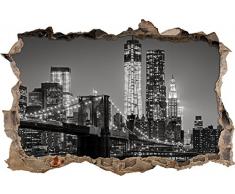 Pixxprint 3D_WD_1855_92x62 New York City, Skyline bei Nacht Wanddurchbruch 3D Wandtattoo, Vinyl, bunt, 92 x 62 x 0,02 cm