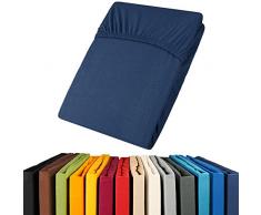 aqua-textil Viana Spannbettlaken 140x200-160x200 cm dunkel blau Baumwolle Spannbetttuch Jersey Laken