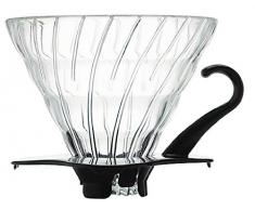 Hario VDG-02B V60 Kaffeefilterhalter Glas- GröÃe 02/1-4 Tassen mit schwarzem Kunststoffgriff