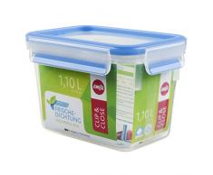 Emsa 508541 Rechteckige Frischhaltedose mit Deckel, 1.1 Liter, Transparent/Blau, Clip & Close