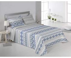 SECANETA Stilia Tagesdecke, Bedruckt, Frühling/Sommer, mit passenden Kissen, Montreal (235 x 270 cm/135er-Bett), Mehrfarbig, 235 x 270 cm