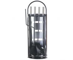 Metrox 99001 Kaminbesteck York (4-tlg, besteht aus Feuerhaken, Schaufel, Besen, Zange; aus Edelstahl, Maße 23x14,8x66 cm)