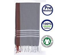 Pestemal Badetuch Pestemal aus Bio-Baumwolle, vorgewaschen, 99 x 165 cm, saugstark, schnelltrocknend, weich und kompakt, maschinenwaschbar, stilvoll und umweltfreundlich X-Large Solid Lightgrey