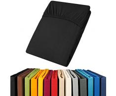 aqua-textil Viana Spannbettlaken 140x200-160x200 cm schwarz Baumwolle Spannbetttuch Jersey Laken